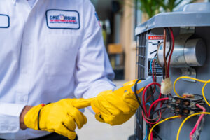 Service Minds One Hour tech performing AC repair in Miami, FL